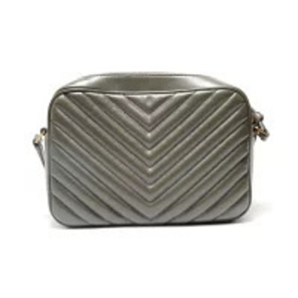 Saint Laurent Yves quilted shoulder bag gray